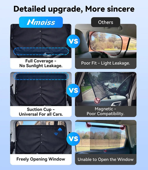 Comparison of Baby Car Window Shades 2 Pack With Dual Mode Zipper And 100 Percent UV Block Sunlight Protection vs other brands.