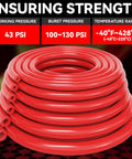 Six Piece Red Silicone Vacuum Hose Kit Covers 1/8 To 3/8 Inch For Cars And Engines Perfect For Your Garage Setup To Fix Water Or Air Lines Smoothly. coiled red silicone hose, 43 PSI, 1/8 to 3/8 inch