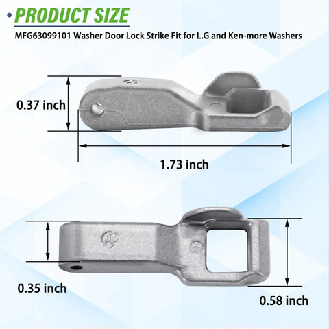 Door Lock Strike Replacement For LG And Kenmore Elite Front Load Washers Compatible With WM3050CW WM3600HVA WM3770HVA WM3170CW MFG63099101 Keeps Door Shut During Wash Cycle Easy DIY Washer Repair Part, gray 1.73 x 0.58 inch