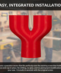 2.5 Inch Shop Vac Y Connector Splitter For Woodworking Tools & Dust Collection Systems in red, showcasing integrated installation features.