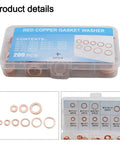 Heavy Duty Flat Copper Washers Kit Nuts And Bolts Diesel Injector Seals Fits Marine Industrial Auto Cars Heat Resistant Stuff 200 pcs box