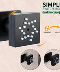 Matte Black Dual Shower Valve System With Thermostatic Temperature Control Rock Solid High Flow Bathroom Hardware with dual function jets.