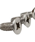 Premium Flat Head Phillips Machine Screws For Door Hinges Satin Nickel Finish 12 24 Thread 1 2 Inch 24 Pack close-up view.