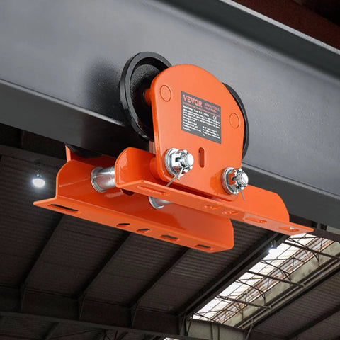 Installed 1 Ton Push Beam Trolley For Electric Hoist Dual Wheels Adjustable Beam Width 2.68 To 4.33 In For I And H Beams