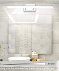24 Inch Dimmable LED Vanity Light Over Mirror For Bathroom Chrome Finish Adjustable 180 Degree Rotatable Arm White Light High CRI
