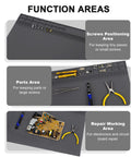 Detailed view of Extra Large Soldering Mat with wrist strap and grounding accessories showing screws, parts, and repair areas.