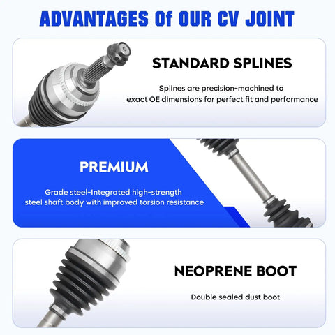 Toyota Corolla CV Axle Shaft Set Front Left Right 1.8L Automatic Transmission 2003 2004 2005 2006 2007 2008 Replacement 66-5218 66-5220 2 Pack Driver and Passenger, steel CV joint with neoprene boot