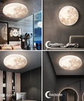 Moon Style LED Ceiling Light Flush Mount 31W 13.8in 5000K Daylight White Glow in bedroom, porch, kids' room, and bedside settings