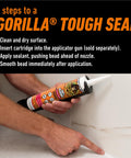 Person applying 100 Percent Waterproof Silicone Caulk For Kitchen And Bath Sealant Mold Resistant White 10 Oz Cartridge