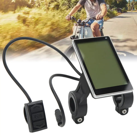 M5 LCD Waterproof Bike Display Panel For Electric Bike And Scooter Conversion with mounting brackets and wiring