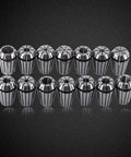 Heavy Duty 14 Pc Er20 Spring Collet Set For Cnc Engraving Machine And Milling Lathe Workholding From One Inch To Two Inch High Accuracy Steel in silver finish.
