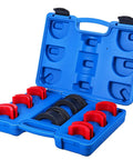 Blue case with red and black adapters for All In One Fork Seal Driver Kit For Bikes, 14 Piece Universal Fork Seal Installer And Removal Set.