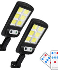 2 Pack Solar Street Lights Outdoor With 120 LED Ultra Bright Motion Sensor Remote Control IP65 Waterproof Wireless Wall Light
