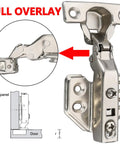 Close-up of 26mm Mini Cup Soft Close Cabinet Hinges For Thin Doors Full Overlay Concealed Hinges With Screws Nickel Finish 2 Pack