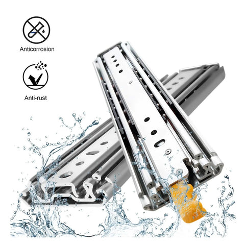 Full Extension Drawer Slides 1 Pair 44 Inch With Lock Side Mount Track Glides Detachable Quick Release Latches No Tool Needed
