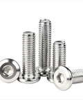 40 Pack M4-0.7x16mm Flat Head Socket Cap Screws Crafted From Solid 304 Stainless Steel Rust Resistant Hardware Bolts With Hex Allen Wrench For Tough Furniture Repairs And Serious DIY Builds Built Like A Tank And Ready To Roll, displayed in a close-up view.