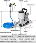 Killer 1600W Airless Paint Sprayer With Sixteen Foot Hose showcasing spray gun, high pressure hose, and pressure watch.