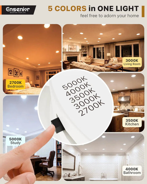 No Sweat 5 And 6 Inch Led Recessed Can Lights Featuring Smooth Adjustable 5Cct Warm Or Cool Tuning And 9 Watt Knockout Retrofit Downlights For Quick Ceiling Setup In Damp Rooms With High Output 6 Pack in various room settings