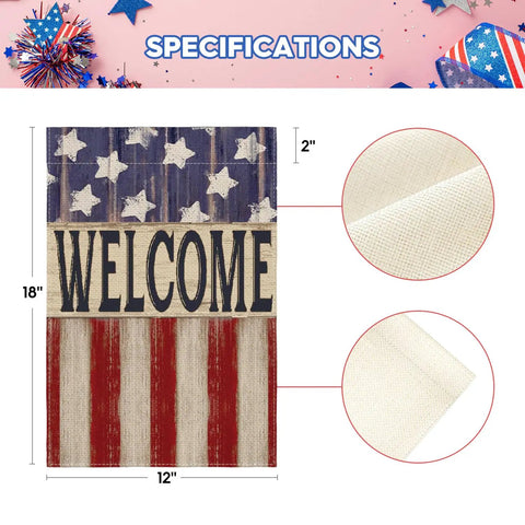 Patriotic 4th Of July Garden Flag 12x18 Double Sided Outdoor Welcome Yard Decor Stars And Stripes Memorial Day Weather Resistant Polyester
