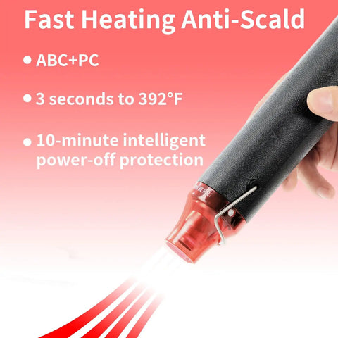Crafts Heat Gun 110V 300W Handy Hot Air Tool with Ultra Long 3.28Ft Cord and Stand in use showing fast heating anti-scald