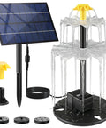 Sun Powered Water Fountain Kit With 2.5W Solar Panel, Four Spray Nozzles, And 9.54 Ft Cable For Bird Bath, Garden, Pond, Pool Or Outdoor Use