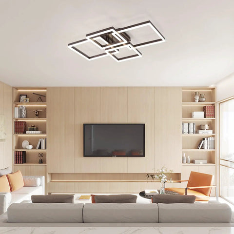 Modern Dimmable LED Flush Mount Ceiling Light 2x2 Square Acrylic Lamps For Living Room Dining Room Bedroom Kitchen 3000K To 6000K Warm To Cool White Finish