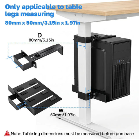 Hella Secure Under Desk PC Mount Clamp On Computer Tower Stand For Standing Desk No Drill Heavy Duty Rack with dimensions 80mm x 50mm.