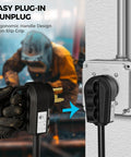 1 Pack NEMA 6-50R 50A 250V Female Welder Receptacle with ergonomic handle showcasing easy plug-in unplug operation.