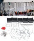 Heavy Duty Pegboard Hooks Set 114-Piece Universal Pegboard Accessories Kit with Bins and Locks for Garage Workbench Kitchen displayed