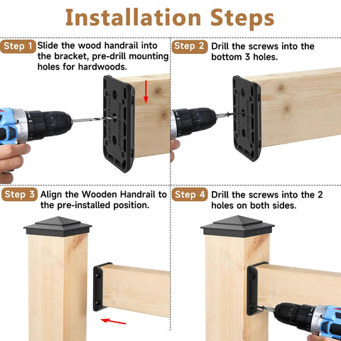 40 Piece Deck Railing Bracket Set For 2x4 Wood Posts To Handrail And Stair Railing Connectors With Coated Screws And Drill Bit Built Tough Anti Crack Nylon Fence Railing Brackets