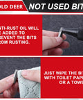 Badass Security Torx Bit Set With Magnetic Extension Holder And L Spanner Tamper Resistant Star Drive Bits Metric Imperial Hex Key Wrench Garage Essentials maintenance process showing anti-rust oil application on bits.