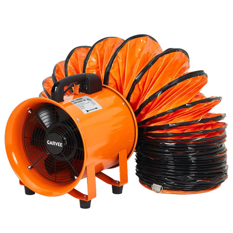 Powerful 8 Inch Air Mover Blower Fan With 1100 CFM Low Noise Portable Industrial Exhaust Fan And Sixteen Point Four Ft Flexible Duct