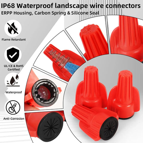 Waterproof Wire Connectors 50 Pack for 18 to 10 AWG Wiring Silicone Filled IP68 Pro Grade All Weather Gear close-up