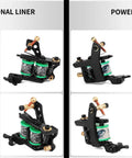 12 Wrap Coil Tattoo Machine Set, Traditional Tattoo Gun With Four Tunings Liner Power Liner Soft Shader Color Packer For Professional Artists