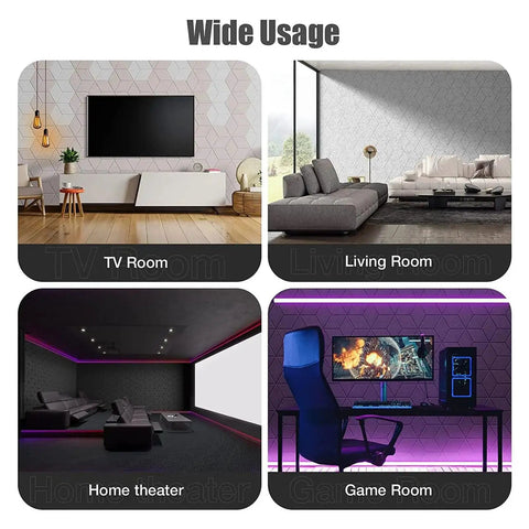 Twelve Pack Hexagonal Foam Soundproof Wall Panels Boost Your Home Theater Or Recording Studio With Sleek Design Block Echo For A Smooth Vibe And Crystal Clear Audio Game Changer Daily in TV, Living, Home theater, and Game Room settings.