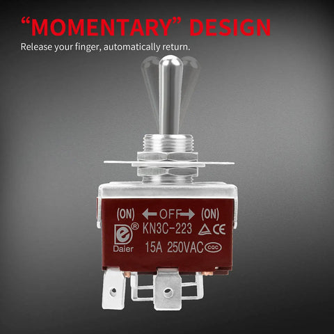 Waterproof 12V DPDT Reverse Polarity Toggle Switch Momentary On Off On 3 Position 4 Pin 30A DC Motor Control For RV Power Jack Replacement Heavy Duty 4 Pin Wired 1 Piece, metal toggle