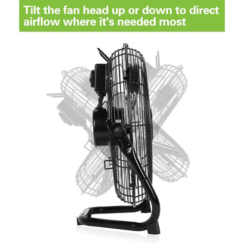 Side view of 12 Inch High Velocity Floor Fan With Three Speeds Delivers Up To 1650 CFM Heavy Duty Metal Construction Portable Floor Fan With 180 Degree Tilt For Bedroom And Home Use Durable Residential Cooling Pack Of Two