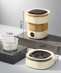 Super Compact Portable Washer With 20L Foldable Tub And Snappy Spin Cycle ready for college dorms, showcasing size and design.