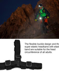 Adjustable LED Headlamp Strap With Three Sided Angled Mount for camping and riding, featuring elastic band and buckle.
