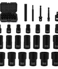 25 Piece Bolt Nut Extractor Set With Three Eighths Inch And One Half Inch Drive Heavy Duty Impact Lug Nut Remover Sockets
