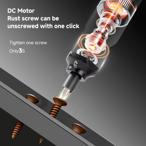 Mini Cordless Electric Screwdriver Set With Precision Bits, 250 RPM Motor, And Bright LED Light unscrewing rust screws in 3 seconds.