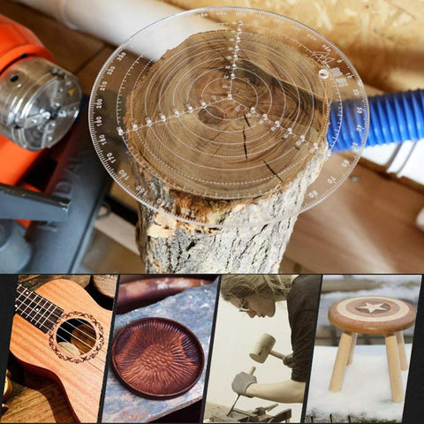 DDWT 300mm round center finder compass, clear acrylic drawing circle for wood turning on a lathe.