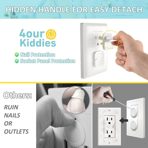 Baby Proof Outlet Covers 60 Pack For Kid Safe Sockets And Home Electrical Protection, Easy Access demonstration with hand.