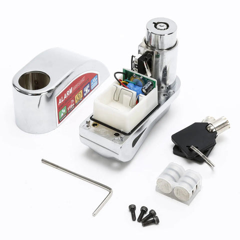 Heavy Duty Disc Brake Rotor Lock With Waterproof Electronic Alarm for Scooters Motorcycles and Bicycles, disassembled view