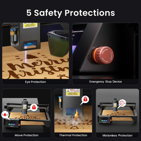 20W Laser Cutter And Engraver With 3.5 Inch Touch Screen Offline Use 24000 Mm/min Speed CNC DIY Engraving Machine safety features