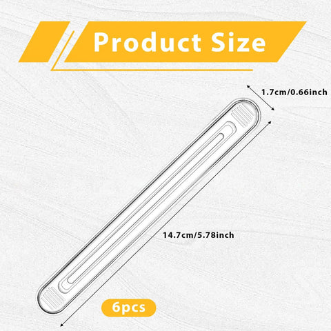 Six Pack Long Rubber Clear Wall Protectors with Self Adhesive Silicone Bumpers showing size 14.7cm x 1.7cm