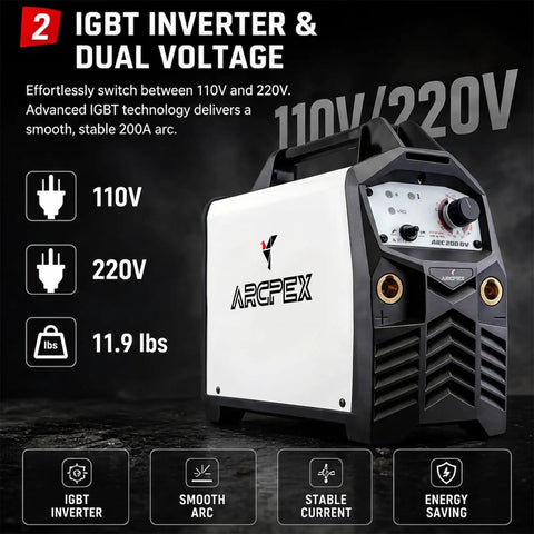 200 Amp Stick Welder 2 In 1 Portable Welding Machine Dual Voltage 110V And 220V Workhorse for DIY with IGBT Inverter