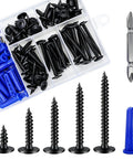 No Fuss Top Shelf Heavy Duty Workhorse Number 8 Black Truss Head Wood Screws And Drywall Plastic Anchors Assortment Kit showing screws and plugs.