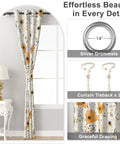 Floral Blackout Curtains For Bedroom And Living Room 84 Inch Length Two Panels Set Thermal Insulated Light Blocking Drapes With Tiebacks Farmhouse Darkening Window Treatments For Light And Noise Reduction with silver grommets and tiebacks displayed in room setting.