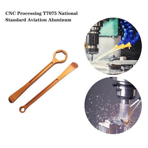 Off Road Motorcycle Tire Tool Kit With Hex Wrench Heads CNC 7075 Aluminum, including 10mm to 32mm wrench and tire lever.
